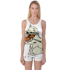 Cat Playing The Violin Art One Piece Boyleg Swimsuit