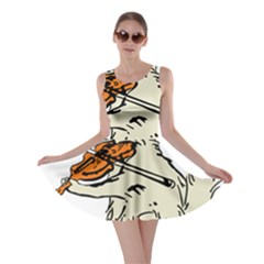 Cat Playing The Violin Art Skater Dress by oldshool