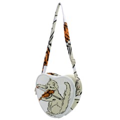 Cat Playing The Violin Art Heart Shoulder Bag by oldshool