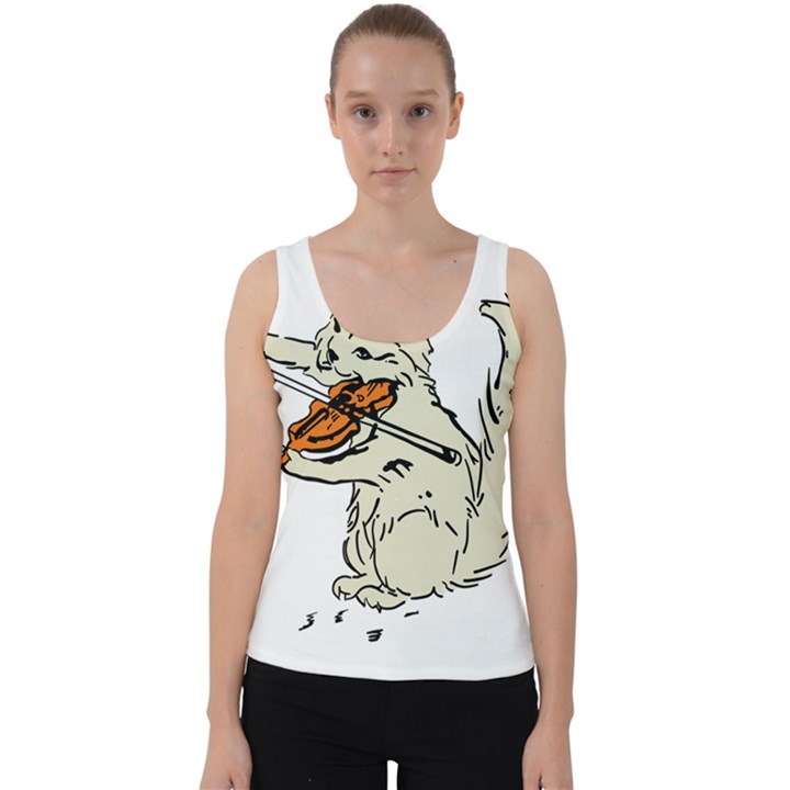 Cat Playing The Violin Art Velvet Tank Top