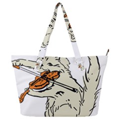 Cat Playing The Violin Art Full Print Shoulder Bag