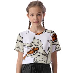 Cat Playing The Violin Art Kids  Basic Tee by oldshool