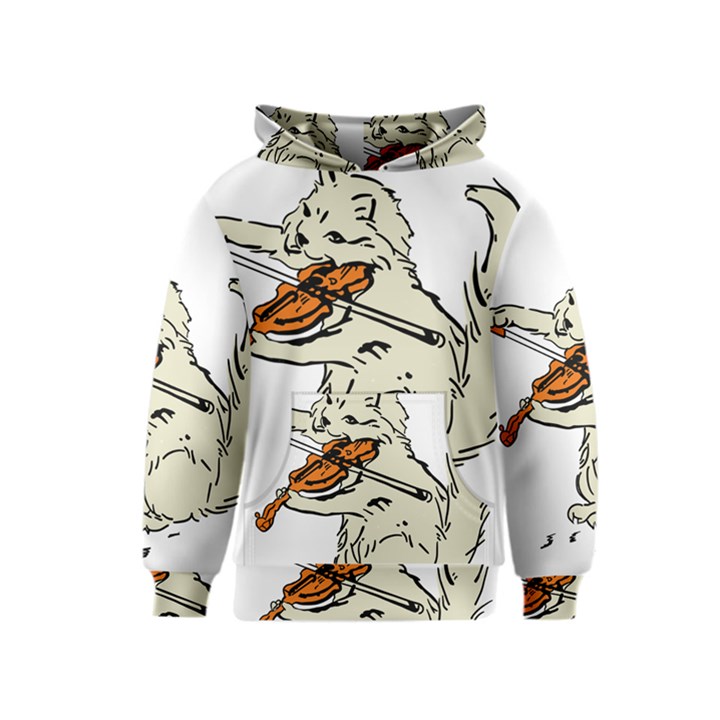 Cat Playing The Violin Art Kids  Pullover Hoodie