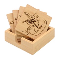 Cat Playing The Violin Art Bamboo Coaster Set by oldshool