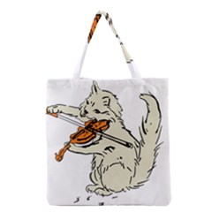 Cat Playing The Violin Art Grocery Tote Bag