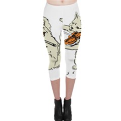 Cat Playing The Violin Art Capri Leggings 