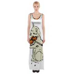 Cat Playing The Violin Art Thigh Split Maxi Dress by oldshool