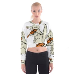 Cat Playing The Violin Art Cropped Sweatshirt