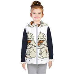 Cat Playing The Violin Art Kids  Hooded Puffer Vest