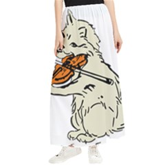 Cat Playing The Violin Art Maxi Chiffon Skirt by oldshool