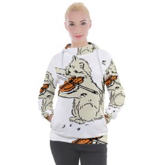 Cat Playing The Violin Art Women s Hooded Pullover