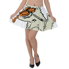 Cat Playing The Violin Art Velvet Skater Skirt