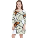 Cat Playing The Violin Art Kids  Quarter Sleeve Skater Dress View1