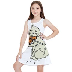 Cat Playing The Violin Art Kids  Lightweight Sleeveless Dress by oldshool