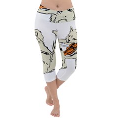 Cat Playing The Violin Art Lightweight Velour Capri Yoga Leggings by oldshool