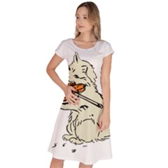 Cat Playing The Violin Art Classic Short Sleeve Dress