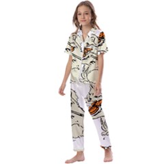 Cat Playing The Violin Art Kids  Satin Short Sleeve Pajamas Set