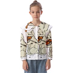 Cat Playing The Violin Art Kids  Peter Pan Collar Blouse by oldshool