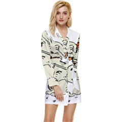 Cat Playing The Violin Art Long Sleeve Satin Robe by oldshool