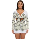 Cat Playing The Violin Art Long Sleeve Boyleg Swimsuit View1