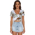 Cat Playing The Violin Art V-Neck Crop Top View1