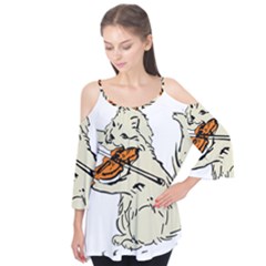 Cat Playing The Violin Art Flutter Tees