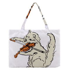 Cat Playing The Violin Art Zipper Medium Tote Bag by oldshool