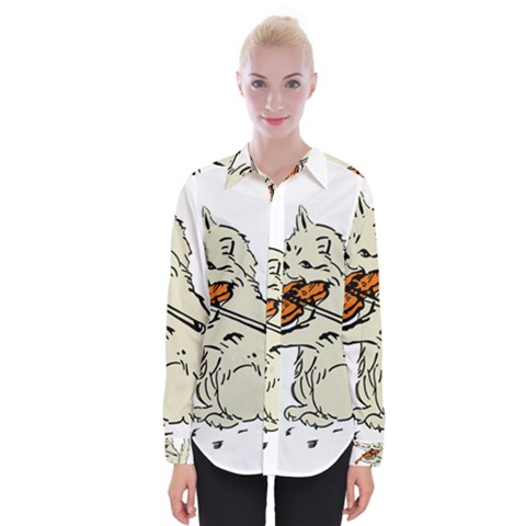 Cat Playing The Violin Art Womens Long Sleeve Shirt by oldshool