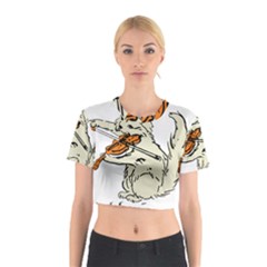 Cat Playing The Violin Art Cotton Crop Top by oldshool