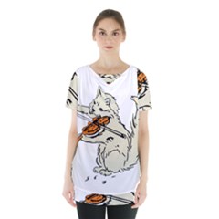 Cat Playing The Violin Art Skirt Hem Sports Top by oldshool