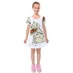 Cat Playing The Violin Art Kids  Short Sleeve Velvet Dress