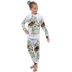 Cat Playing The Violin Art Kids  Long Sleeve Set 