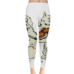 Cat Playing The Violin Art Leggings  by oldshool