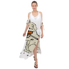 Cat Playing The Violin Art Maxi Chiffon Cover Up Dress by oldshool