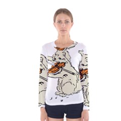 Cat Playing The Violin Art Women s Long Sleeve Tee