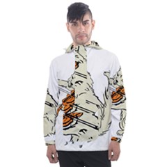 Cat Playing The Violin Art Men s Front Pocket Pullover Windbreaker