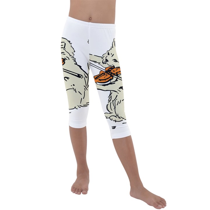 Cat Playing The Violin Art Kids  Lightweight Velour Capri Leggings 