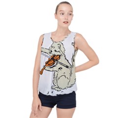 Cat Playing The Violin Art Bubble Hem Chiffon Tank Top by oldshool