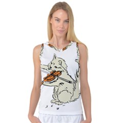 Cat Playing The Violin Art Women s Basketball Tank Top by oldshool