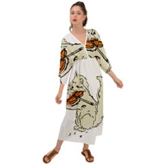 Cat Playing The Violin Art Grecian Style  Maxi Dress by oldshool