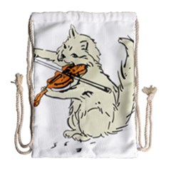 Cat Playing The Violin Art Drawstring Bag (large) by oldshool