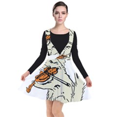 Cat Playing The Violin Art Plunge Pinafore Dress by oldshool