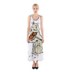 Cat Playing The Violin Art Sleeveless Maxi Dress by oldshool