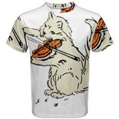 Cat Playing The Violin Art Men s Cotton Tee