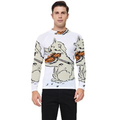 Cat Playing The Violin Art Men s Long Sleeve Rash Guard by oldshool