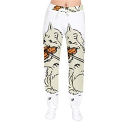 Cat Playing The Violin Art Women Velvet Drawstring Pants