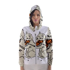 Cat Playing The Violin Art Women s Hooded Windbreaker