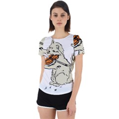 Cat Playing The Violin Art Back Cut Out Sport Tee