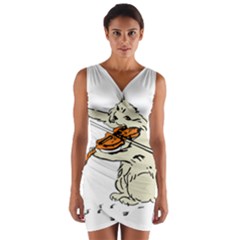 Cat Playing The Violin Art Wrap Front Bodycon Dress