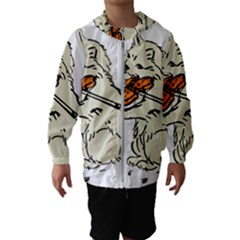 Cat Playing The Violin Art Kids  Hooded Windbreaker